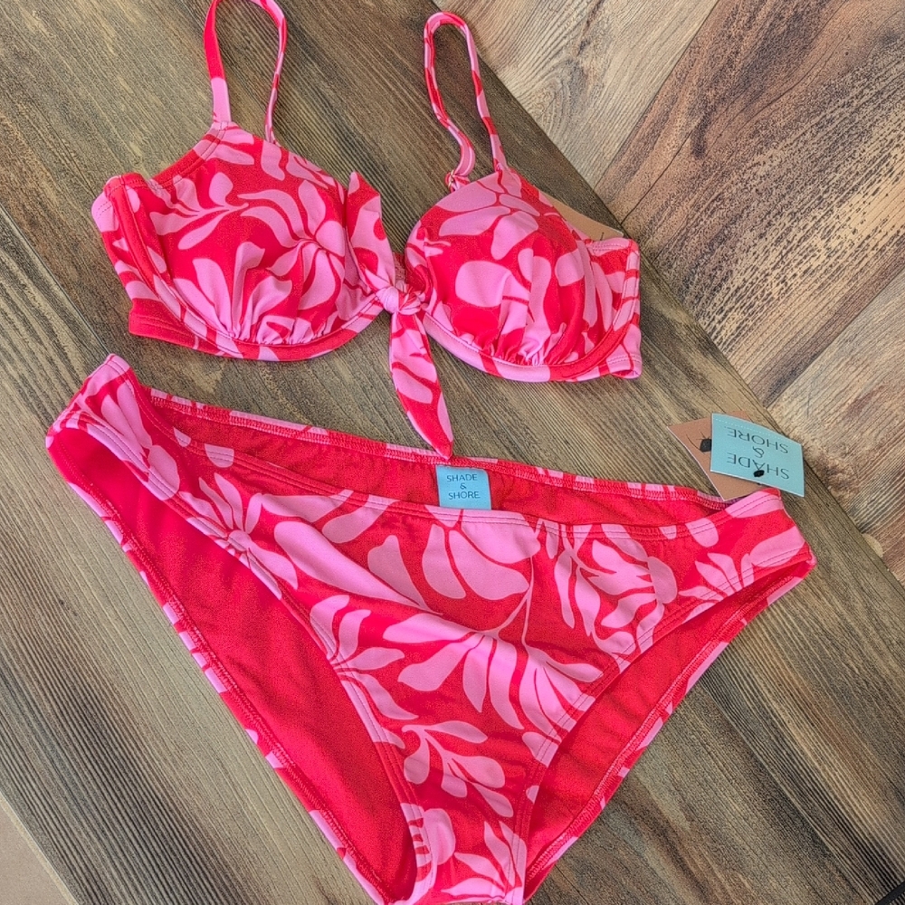 Shade & Shore NWT Cheeky High Rise 2 Piece Bikini Set 34DD/XL16       D503
